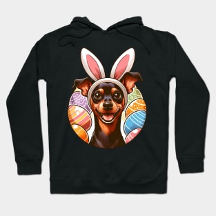 Miniature Pinscher's Joyful Easter with Bunny Ears Hoodie